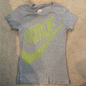 Nike Gray T-Shirt with Neon Green Logo (Slim fit)